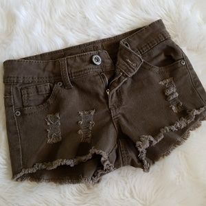 Olive Green denim shorts